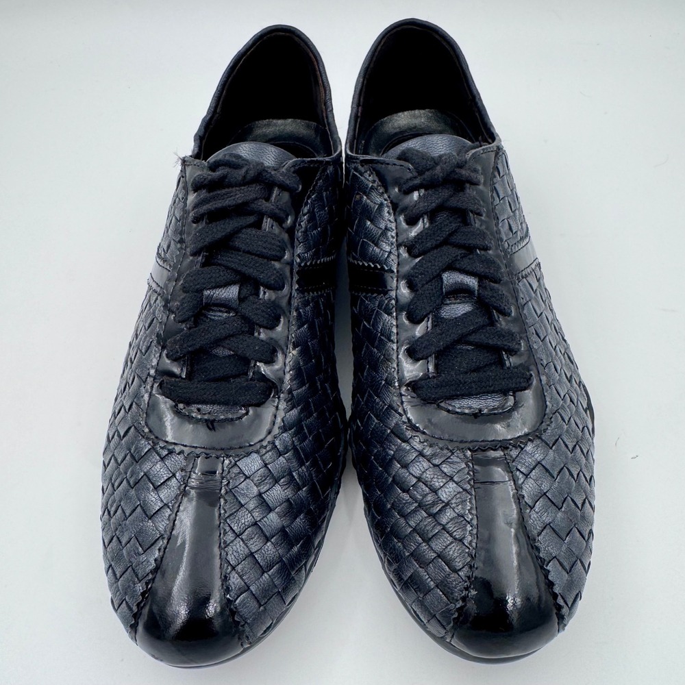 VTG Cole Haan Handwoven Leather Patent Sneakers Y2K Black Womens 6.5B D23433 - Picture 2 of 9